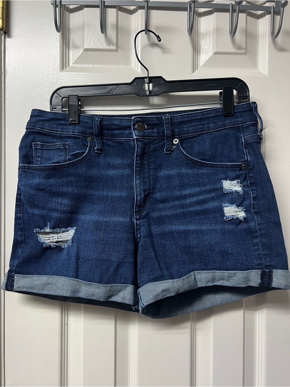 Universal Thread Dark Blue Distressed Cuffed Denim Shorts